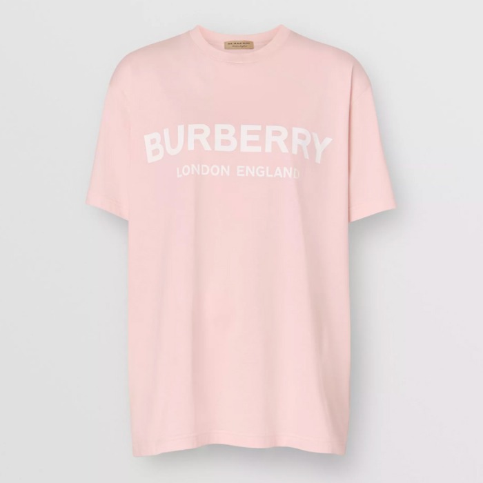 유럽직배송 버버리 여성 로고 프린트 코튼 티셔츠 엘러배스터 핑크 BURBERRY Woman Logo Print Cotton T-shirt 80102241