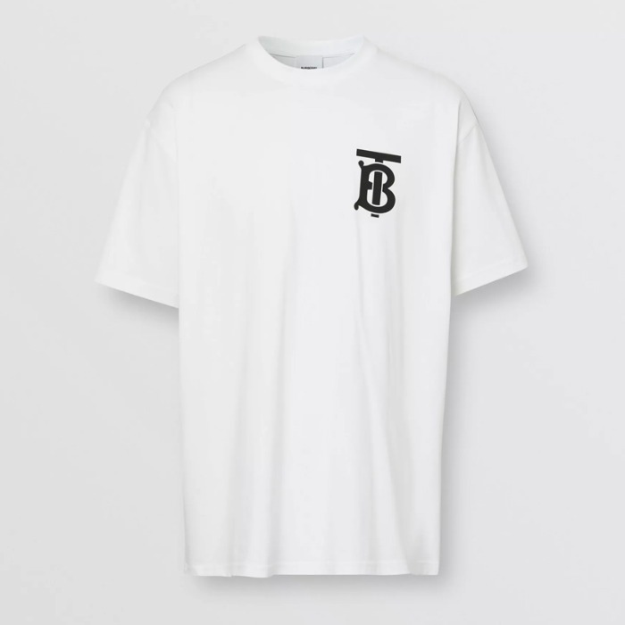 유럽직배송 버버리 남성 모노그램 모티프 코튼 오버사이즈 티셔츠 화이트 BURBERRY Man Monogram Motif Cotton Oversized T-shirt 80174851
