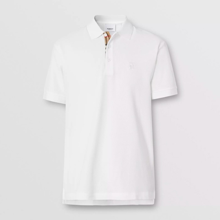 유럽직배송 버버리 남성 모노그램 코튼 피케 폴로셔츠 화이트 BURBERRY Man Monogram Motif Cotton Piqué Polo Shirt 80140051