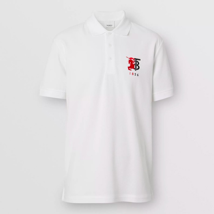 유럽직배송 버버리 남성 컨트라스트 로고 그래픽 코튼 피케 폴로셔츠 화이트 BURBERRY Man Contrast Logo Graphic Cotton Piqué Polo Shirt 80257561