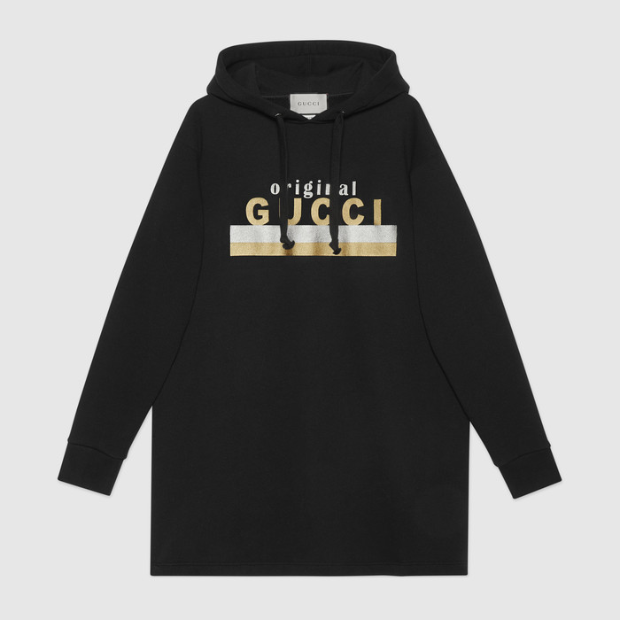 유럽직배송 구찌 GUCCI Gucci - Original Gucci print hooded dress 610127XJCR11082
