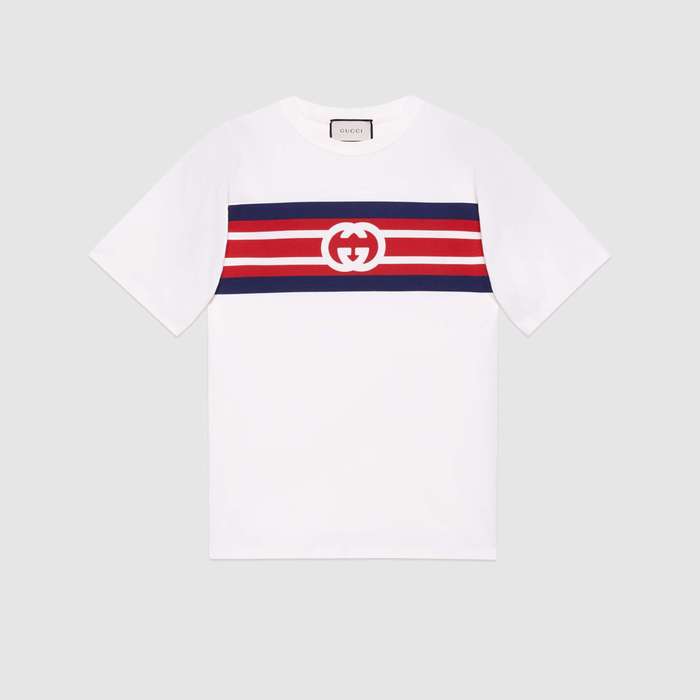 유럽직배송 구찌 GUCCI Gucci Interlocking G stripe print T-shirt 616036XJDAG9095