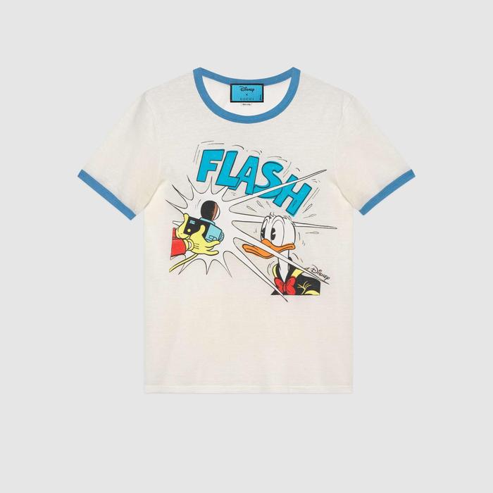 유럽직배송 구찌 GUCCI Gucci Donald Duck print cotton linen T-shirt 645302XJC8W9791