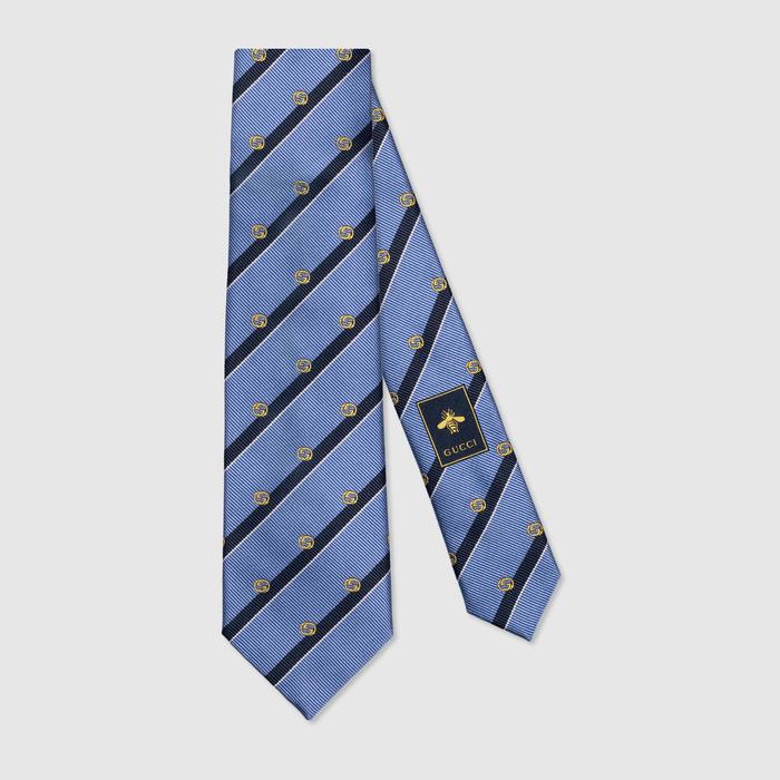 유럽직배송 구찌 GUCCI Gucci Striped silk tie with Interlocking G 6600584E0024568