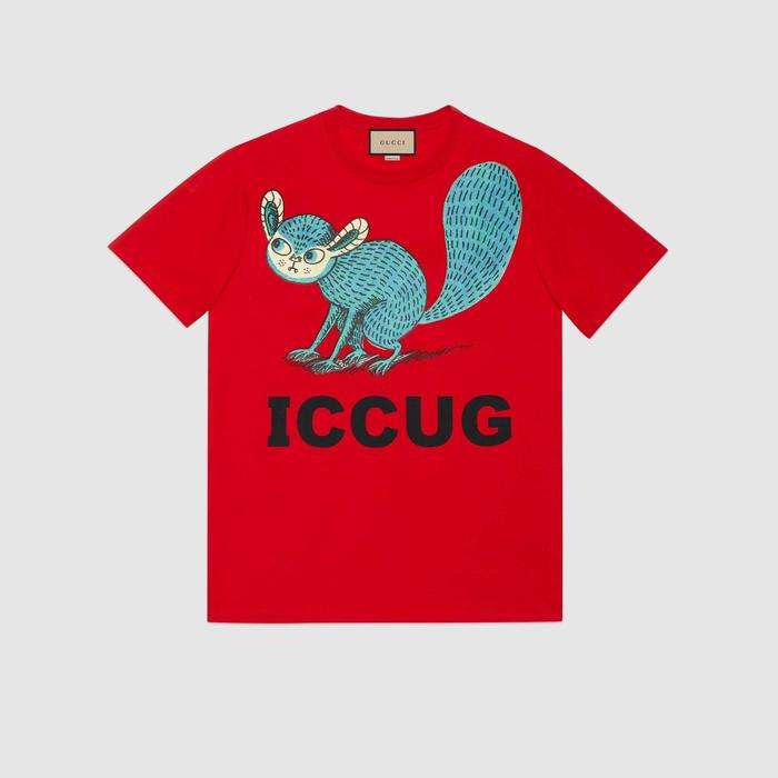 유럽직배송 구찌 GUCCI Gucci Online Exclusive Freya Hartas ICCUG print t-shirt 548334XJDHM6229