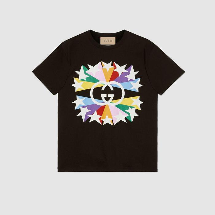 유럽직배송 구찌 GUCCI Gucci Interlocking G star burst print cotton T-shirt  548334XJDNH1082