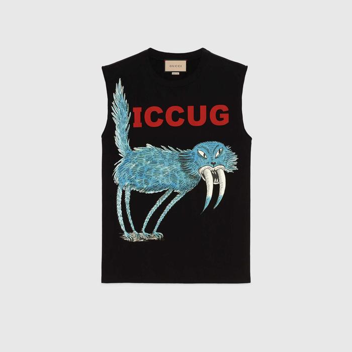 유럽직배송 구찌 GUCCI Gucci Online Exclusive Freya Hartas ICCUG print t-shirt 655460XJDHL1043