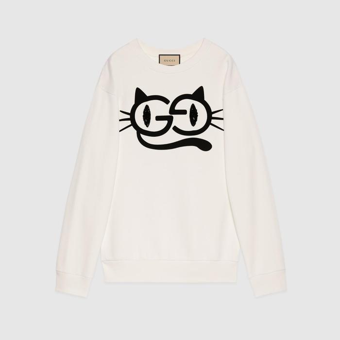 유럽직배송 구찌 GUCCI Gucci Cat eyes print cotton jersey sweatshirt 617964XJDL79088