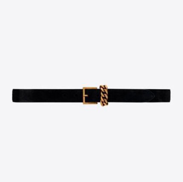 유럽직배송 입생로랑 SAINT LAURENT chain-loop narrow belt with square buckle in suede 6405750DJVW1000