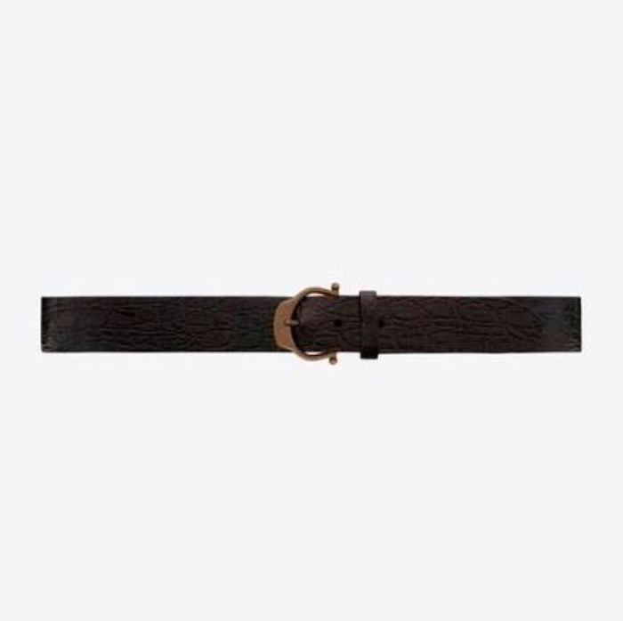 유럽직배송 입생로랑 SAINT LAURENT horseshoe buckle belt in crocodile-embossed leather 6492051ZQ0B2053
