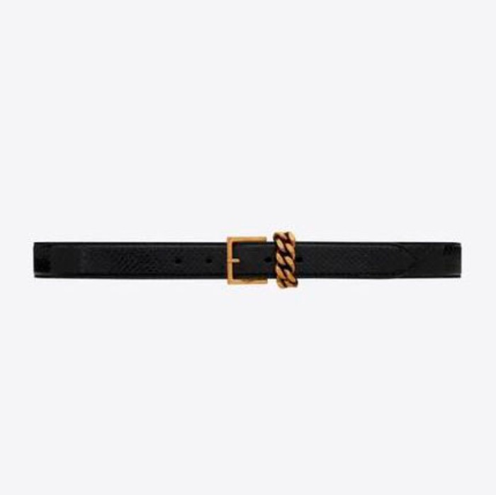 유럽직배송 입생로랑 SAINT LAURENT chain-loop narrow belt with square buckle in lacquered python 640575EMLGW1000