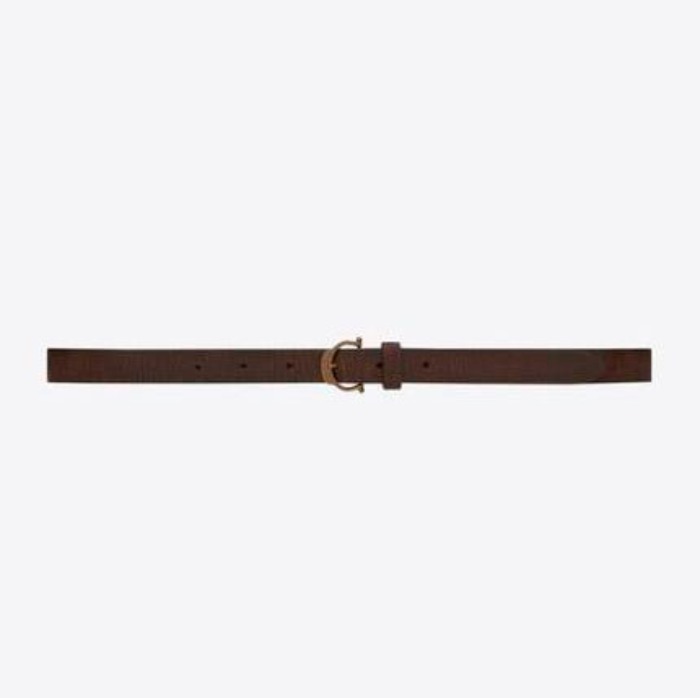 유럽직배송 입생로랑 SAINT LAURENT horseshoe buckle thin belt in crackled leather 64921018N0B2032