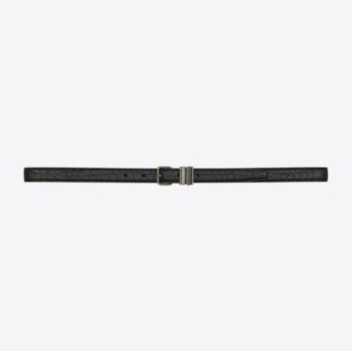 유럽직배송 입생로랑 SAINT LAURENT stacked-loop thin belt in crocodile-embossed matte leather 649240DZE0D1000