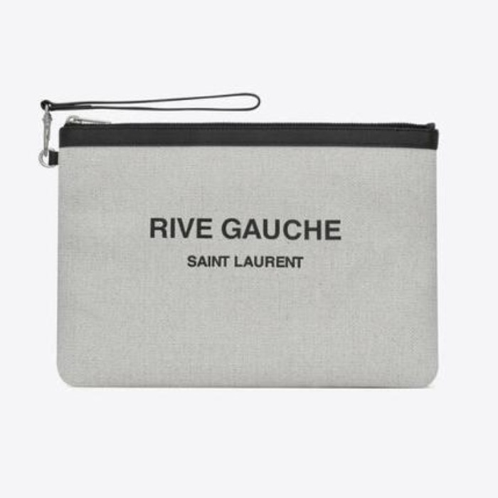 유럽직배송 입생로랑 클러치백 SAINT LAURENT rive gauche zippered pouch in linen canvas 5813699J58E9273