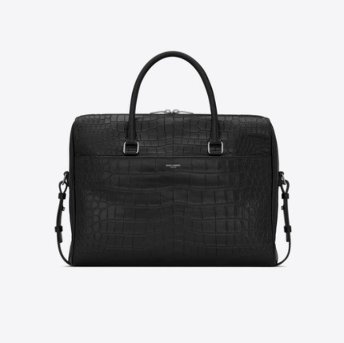 유럽직배송 입생로랑 SAINT LAURENT DUFFLE SAINT LAURENT briefcase bag in crocodile-embossed matte leather 625449DZE0E1000