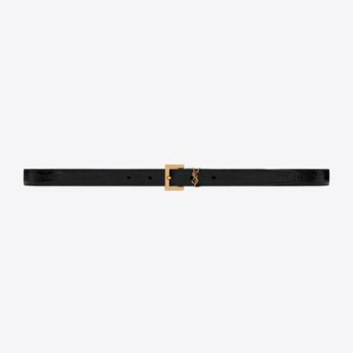 유럽직배송 입생로랑 여성벨트 SAINT LAURENT monogram narrow belt with square buckle in lizard-embossed leather 554465CJ50W1000