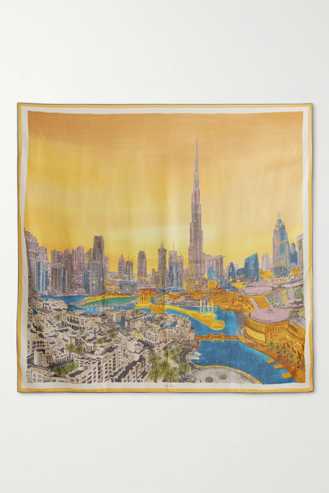 유럽직배송 로로피아나 스카프 LORO PIANA Golden Hour in Dubai printed cashmere and silk-blend scarf 25185454455762195