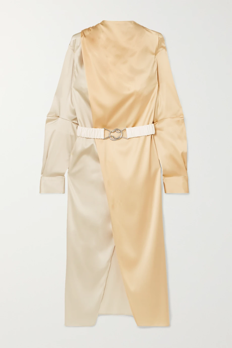 유럽직배송 보테가베네타 BOTTEGA VENETA Belted two-tone stretch-silk satin wrap dress 9679066508962036