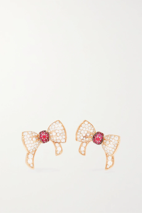 유럽직배송 데이비드 모리스 귀걸이 DAVID MORRIS Beaux 18-karat rose gold, diamond and ruby earrings 29419655931484202