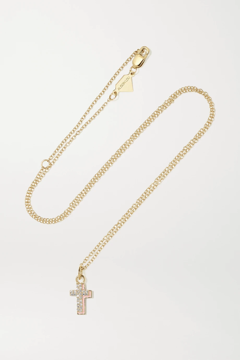 유럽직배송 앨리슨루 목걸이 ALISON LOU Cross 14-karat gold, diamond and enamel necklace 30828384629494882