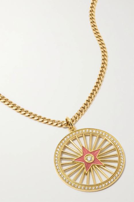 유럽직배송 ANDREA FOHRMAN Starburst 18-karat gold, enamel and diamond necklace 29419655932458056