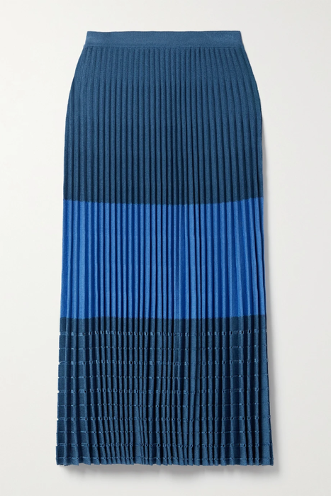 유럽직배송 파토우 스커트 PARTOW Jade striped pleated crochet-knit cotton-blend midi skirt 29419655932334250