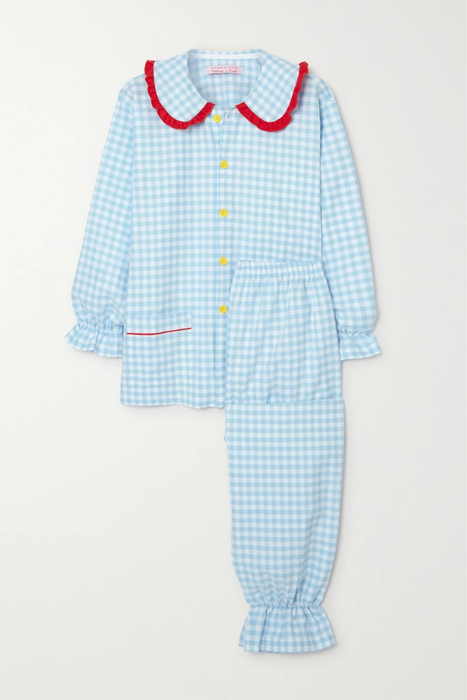 유럽직배송 THELMA AND LEAH Ruffled gingham cotton pajama set 29419655932417334