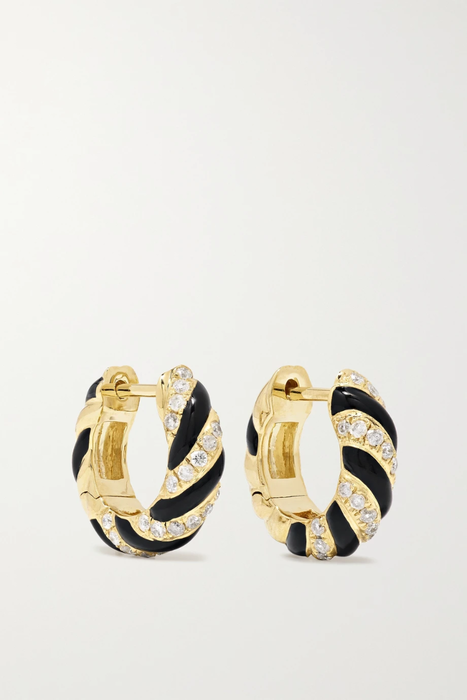 유럽직배송 이본레옹 귀걸이 YVONNE LÉON 9-karat gold, enamel and diamond hoop earrings 560971904526711