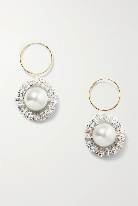 유럽직배송 PEARL OCTOPUSS.Y Il Sole silver and gold-plated, crystal and faux pearl earrings 30629810019799702