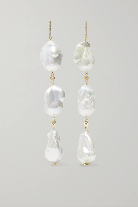 유럽직배송 MATEO 14-karat gold, pearl and diamond earrings 665933302785764