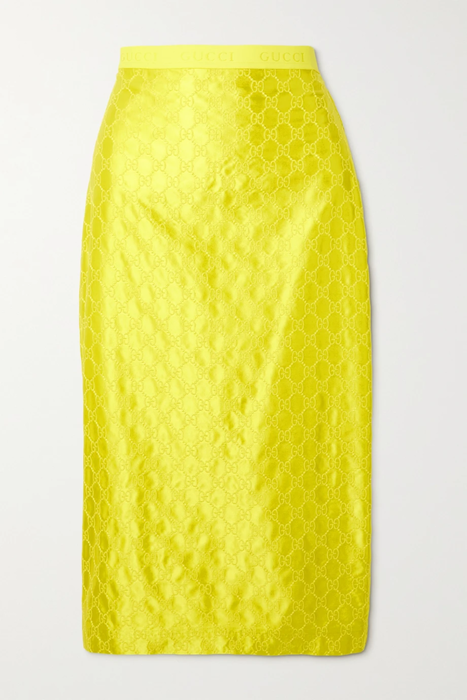 유럽직배송 구찌 GUCCI Aria embroidered silk-satin midi skirt 29419655932642754