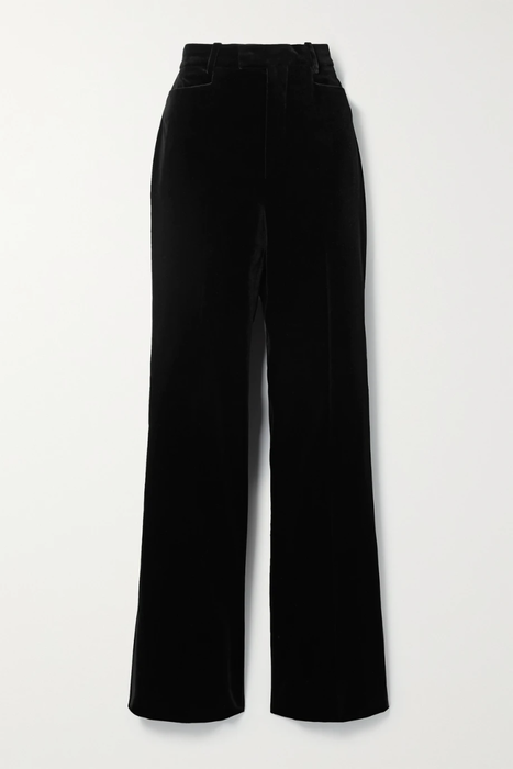 유럽직배송 구찌 GUCCI Aria silk-trimmed stretch-cotton velvet straight-leg pants 30629810020424084