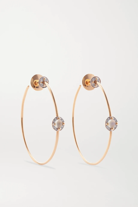 유럽직배송 포멜라토 귀걸이 POMELLATO M&#039;ama non M&#039;ama 18-karat rose gold, moonstone and diamond hoop earrings 29012654081386026