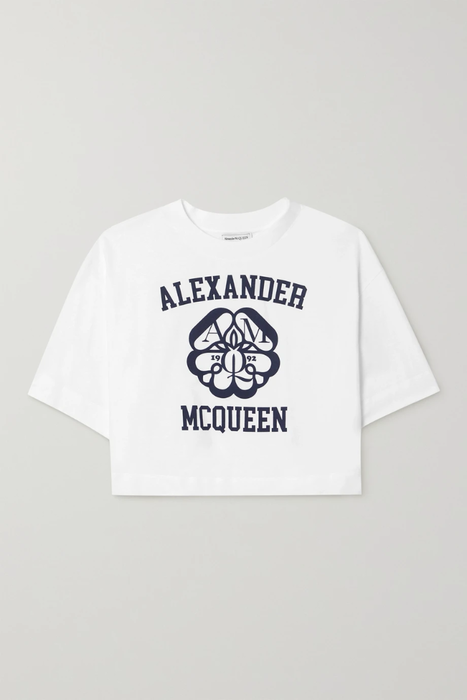 유럽직배송 알렉산더맥퀸 티셔츠 ALEXANDER MCQUEEN Cropped printed cotton-jersey T-shirt 25185454456160513