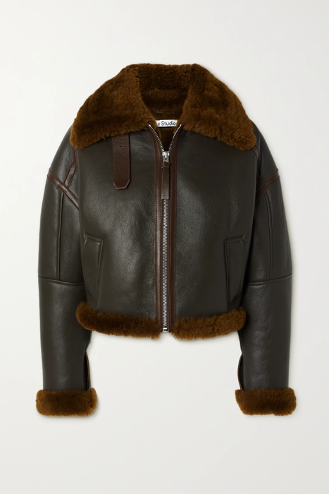 유럽직배송 아크네스튜디오 ACNE STUDIOS Shearling-trimmed textured-leather jacket 11452292646767185