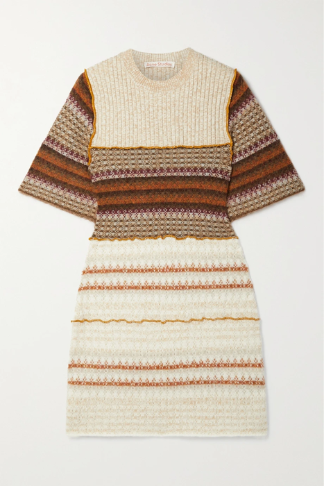 유럽직배송 아크네스튜디오 미니원피스 ACNE STUDIOS Patchwork wool-blend jacquard mini dress 24772899113103179