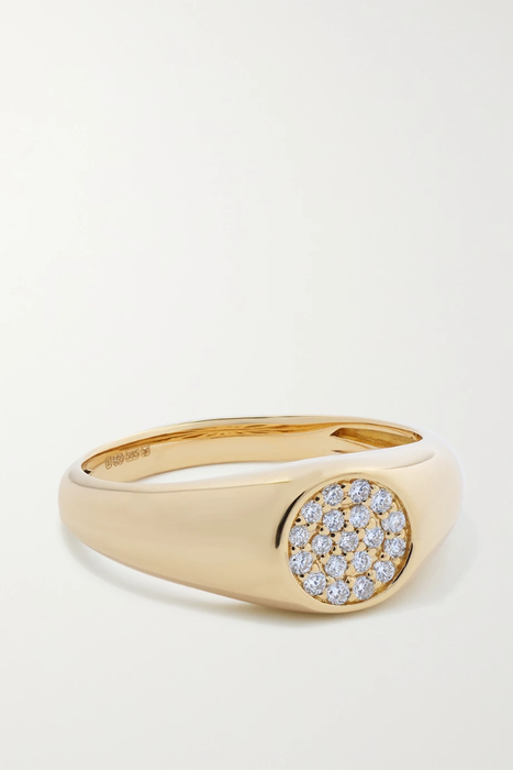 유럽직배송 SYDNEY EVAN Mini 14-karat gold diamond signet ring 25458910981824863