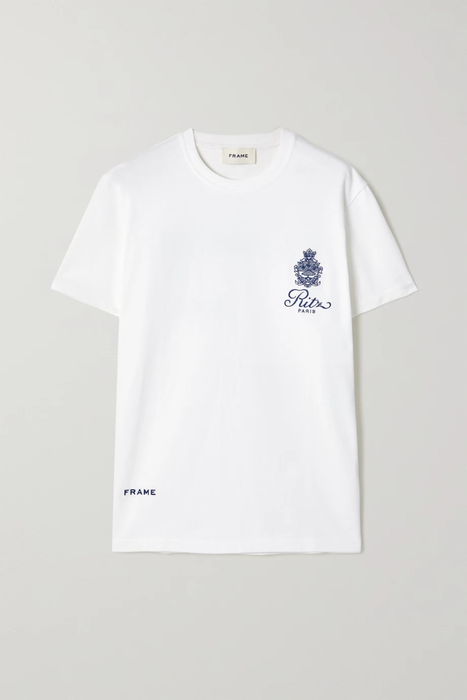 유럽직배송 프레임 티셔츠 FRAME + Ritz Paris embroidered cotton-jersey T-shirt 24772899113374414