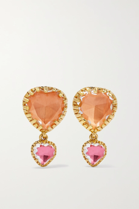 유럽직배송 LARKSPUR &amp; HAWK Valentina I Love NY 18-karat gold-dipped quartz earrings 16114163150907327