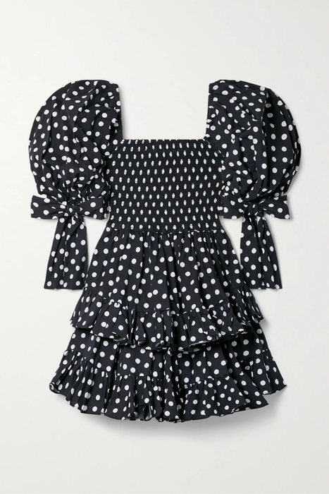 유럽직배송 캐롤라인 콘스타스 미니원피스 CAROLINE CONSTAS Finley smocked tiered polka-dot cotton-blend poplin mini dress 25185454455715615