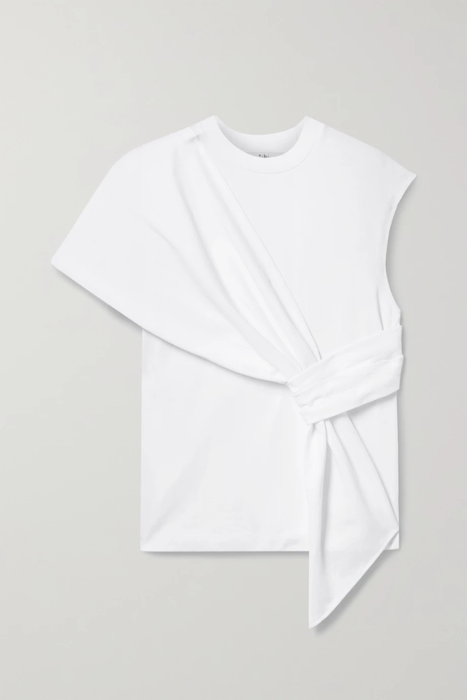 유럽직배송 티비 티셔츠 TIBI Punto Milano draped cotton-jersey T-shirt 24665545640549378