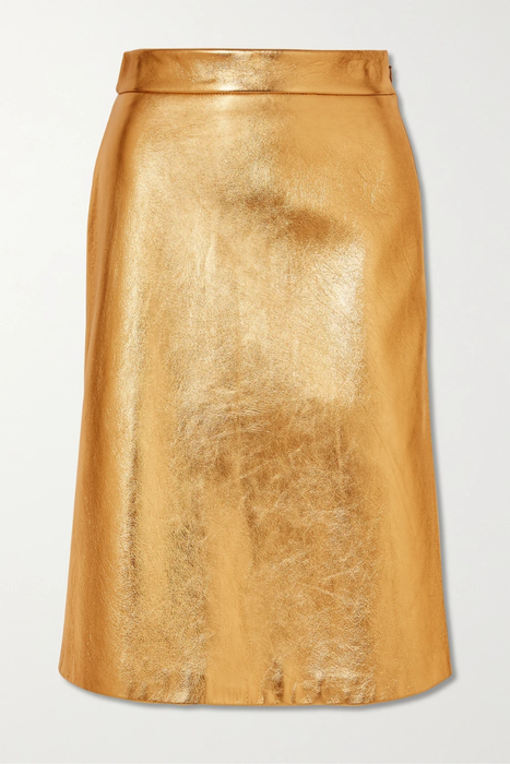 유럽직배송 프라다 PRADA Metallic textured-leather skirt 665933303415608