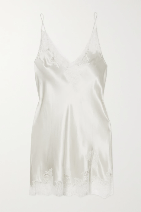 유럽직배송 카린길슨 CARINE GILSON Babydoll Chantilly lace-trimmed silk-satin chemise 29419655932477532