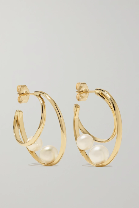 유럽직배송 MIZUKI 14-karat gold pearl hoop earrings 665933303564580