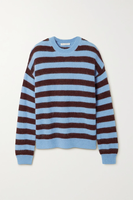 유럽직배송 JW앤더슨 스웨터 JW ANDERSON Leather-trimmed striped knitted sweater 24665545640627682