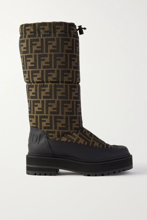 유럽직배송 펜디 FENDI Leather-trimmed padded logo-jacquard canvas snow boots 15546005221876879