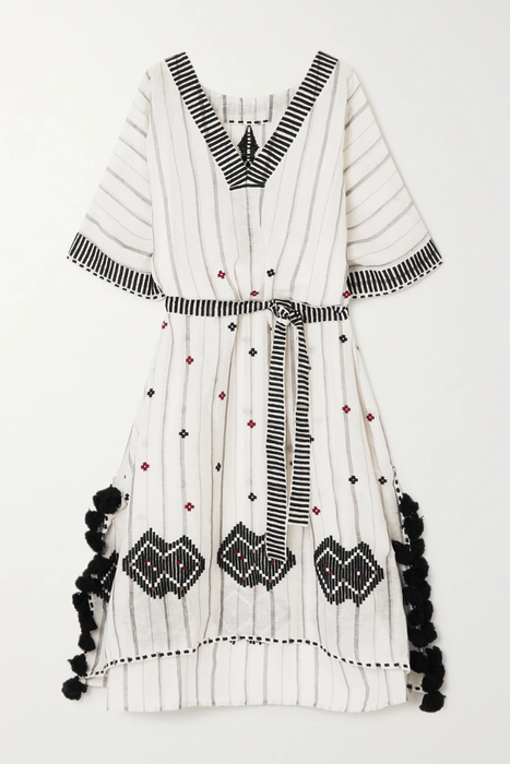 유럽직배송 에레스 ERES Clara tasseled embroidered striped linen and cotton-blend kaftan 22831760542542397
