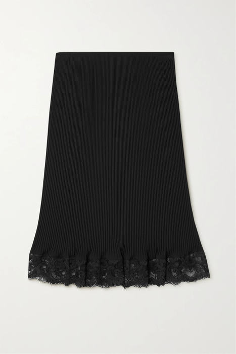유럽직배송 파코라반 스커트 PACO RABANNE Lace-trimmed plissé-crepe skirt 25185454456237612