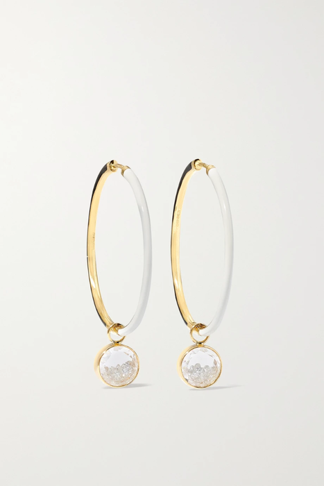 유럽직배송 모리츠글릭 귀걸이 MORITZ GLIK 18-karat gold, enamel, sapphire crystal and diamond hoop earrings 560971904463510