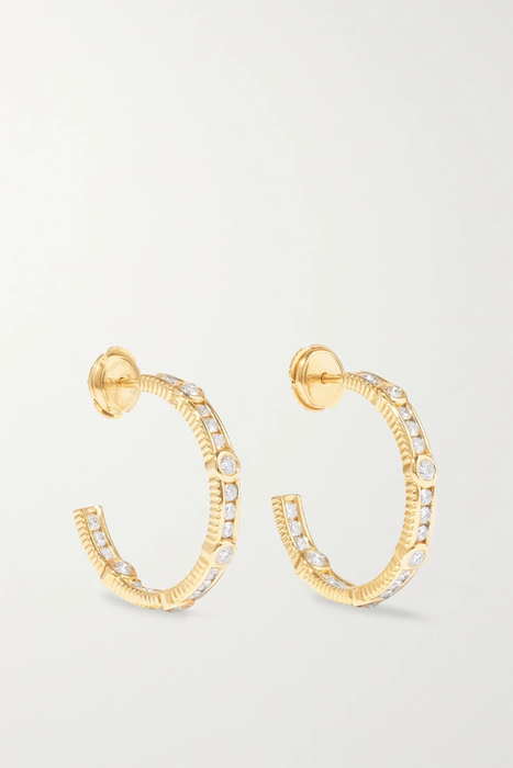 유럽직배송 빌티에 귀걸이 VILTIER Rayon 18-karat gold, diamond and malachite hoop earrings 11452292645514965